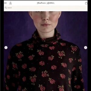 GUDRUN SJODEN OLAND DRESS BLACK RED ROSES TN STRETCH